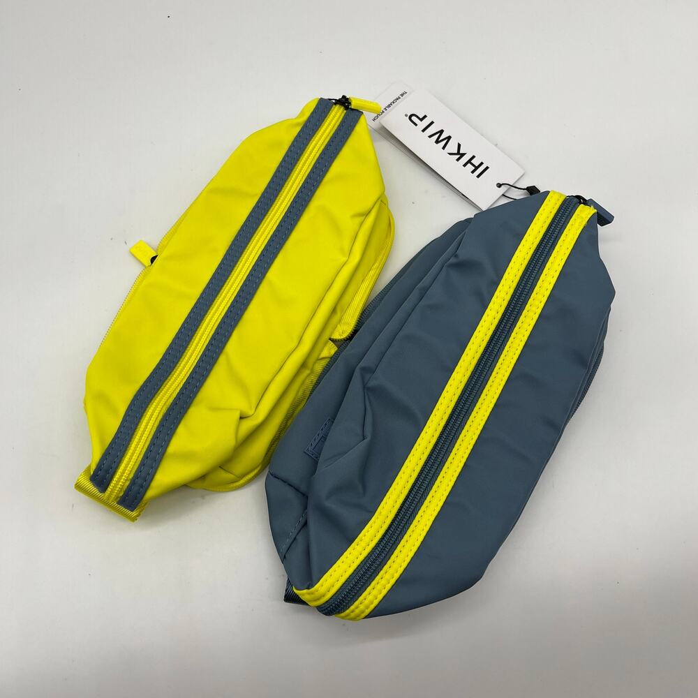 IHKWIP Set of 2 Packable Cosmetic Cases Pouches Yellow & Indigo